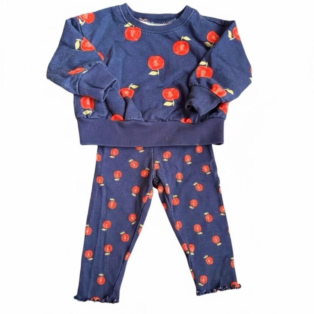 Carter's Blue Pajama Set with Red Apple Print